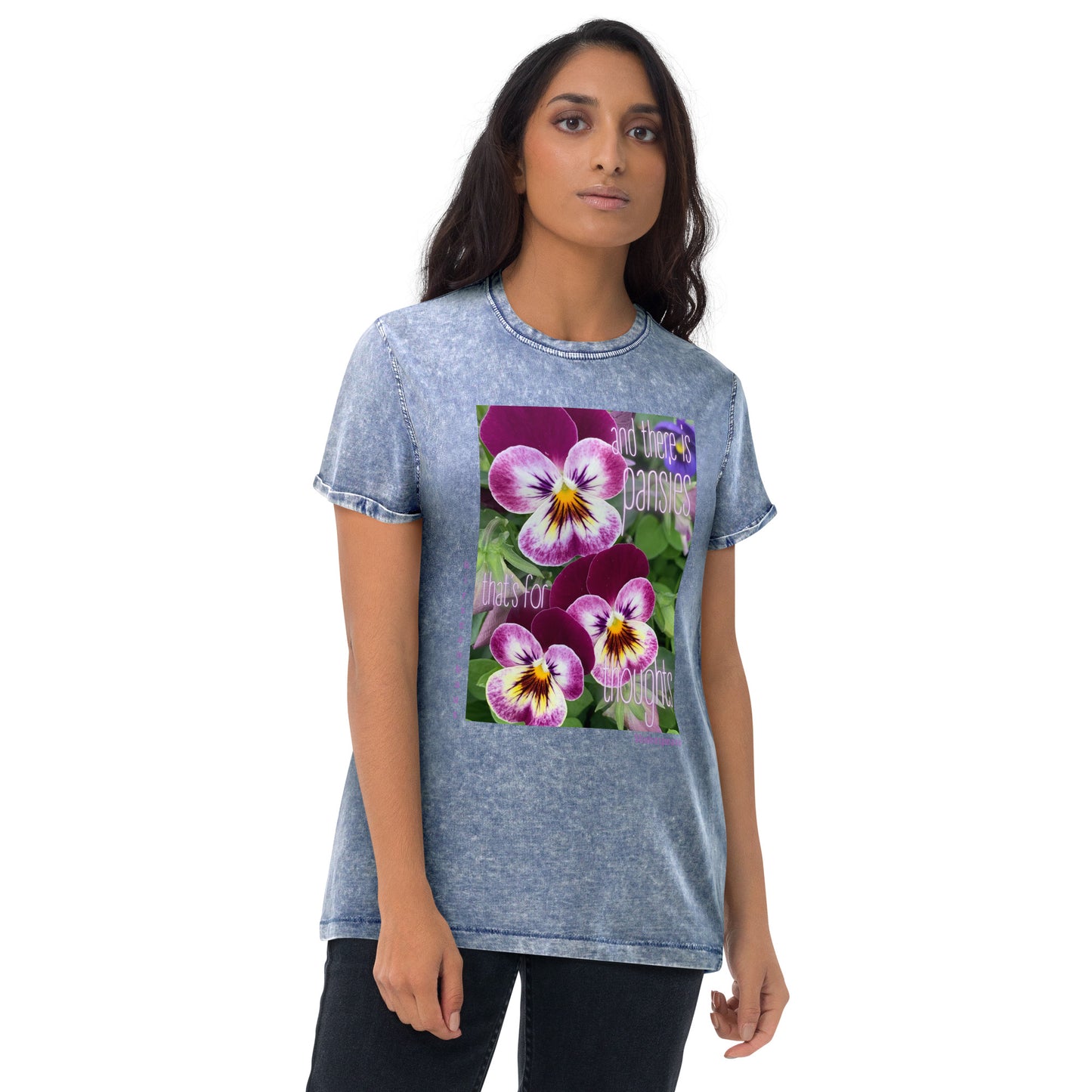and there is pansies...! Shakespeare. Denim T-shirt, unisex