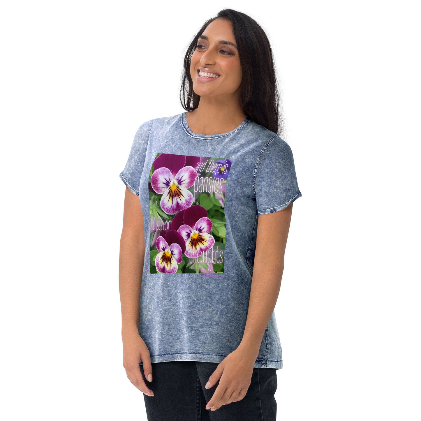 and there is pansies...! Shakespeare. Denim T-shirt, unisex